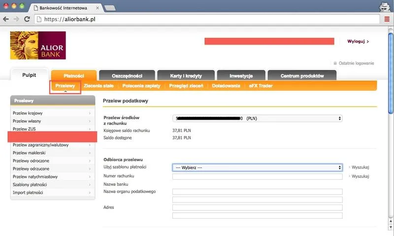 Koszty przelewów podatkowych