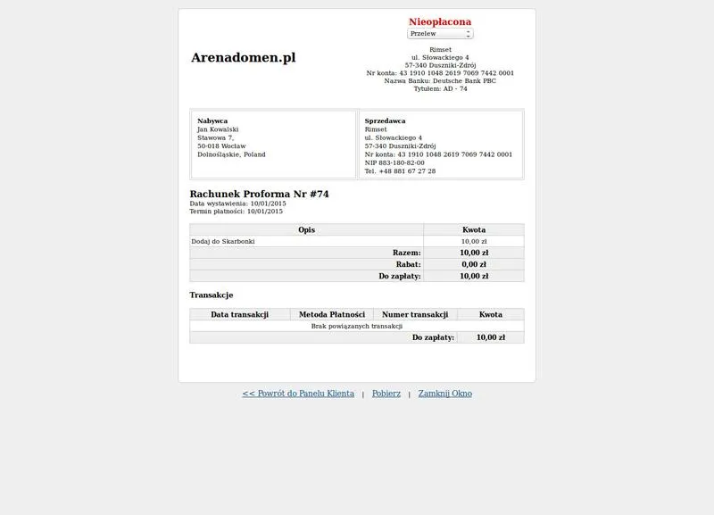 Przelew internetowy za prąd