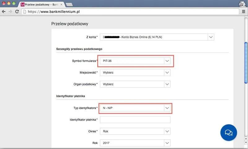 Przelew podatkowy przez Internet