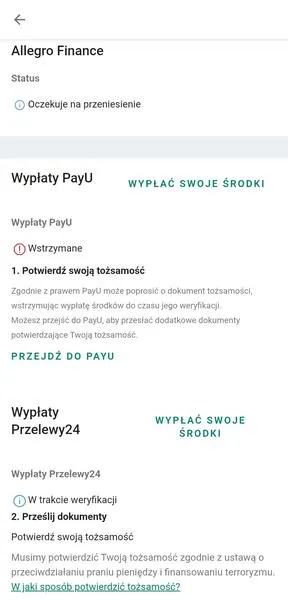 Przelewy PayU Allegro