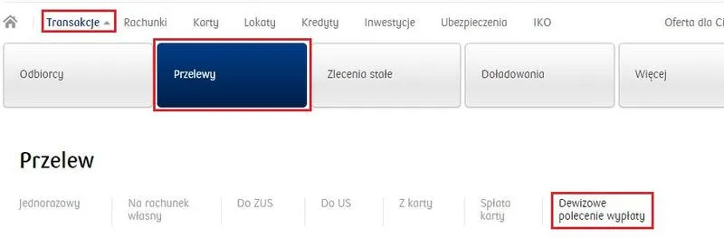 Przelewy zagraniczne PKO BP