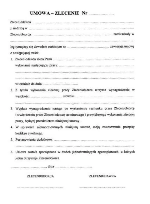Wzór umowy zlecenie